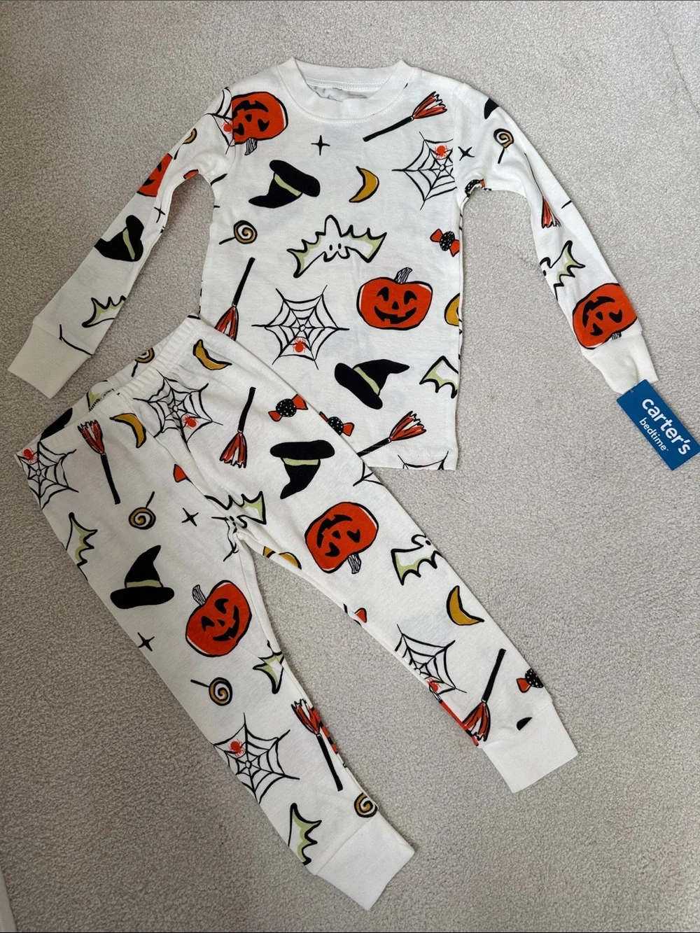 NWT! Carter's Halloween Pumpkin & Witch Pajama Set